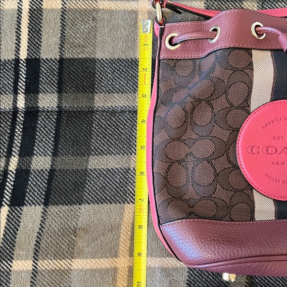 Coach Signature Jacquard Dempsey Bucket Crossbody Bag With Stripes and Patch - Picture 15 of 15